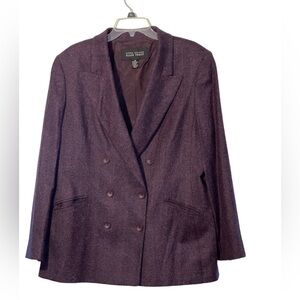 Linda Allard / Ellen Tracy Wool Blend & silk plum tweed blazer. Size 16 GUC